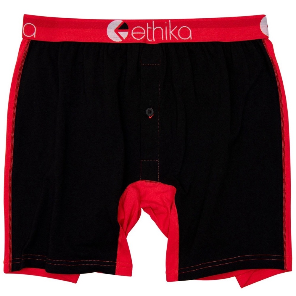 NWT ethika Black Boxer Briefs with Red Waistband and Trim (Sizes: XL & 3XL)